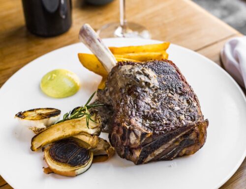 GRIDDLED RIB-EYE STEAK WITH GORGONZOLA SAUCE